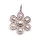 1 Pc Antique Finish Pave Diamond With Rosecut Diamond Flower Pendant Over 925 Sterling Silver & Vermeil - Polki Flower Pendant 38mmx34mm PD746 - Tucson Beads