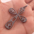 1 Pc Antique Finish Pave Diamond Designer Cross Pendant - 925 Sterling Silver- Necklace Pendant 54mmx37mm PD1449