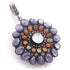 14gm 1 Pc Pave Diamond Genuine Tanzanite & Opal Center In Moonstone Pendant -925 Sterling Silver - Gemstone Necklace Pendant 42mmx36mm PD1278