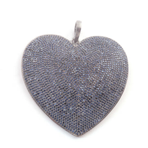 1 PC Genuine Blue Sapphire Heart Pendant -925 Sterling Silver - Love Pendant 48mmx51mm PD1129 - Tucson Beads