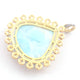 1 Pc Antique Finish Pave Diamond Larimar With Multi Sapphire Pendant - Yellow Gold Vermeil - Necklace Pendant 48mmx43mm PD1200 - Tucson Beads
