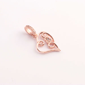 1 Pc Pave Diamond Heart Charm Pendant, 925 Sterling Silver, Rose & Yellow Gold Vermeil Heart Pendant Pave Diamond Jewelry 19mmx13mm You Choose PDC000439 - Tucson Beads