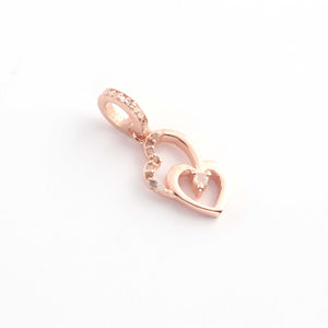 1 Pc Pave Diamond Heart Charm Pendant, 925 Sterling Silver, Rose & Yellow Gold Vermeil Heart Pendant Pave Diamond Jewelry 17mmx10mm You Choose PDC000444 - Tucson Beads