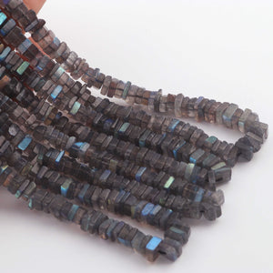 1 Long  Strand Labradorite  Heishi Smooth Briolettes  -Square Shape  Briolettes  5mm- 7mm -16 Inches BR03484 - Tucson Beads