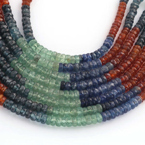 1  Long Strand Multi  Kyanite Faceted Rondelles -Gemstone Rondelles 4mm-5mm-15 Inches BR02531 - Tucson Beads