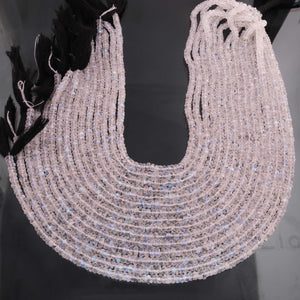 1  Long Strand Beautiful White Rainbow  Moonstone Faceted Rondelles - 5mm -14 Inches BR02466 - Tucson Beads