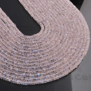 1  Long Strand Beautiful White Rainbow  Moonstone Faceted Rondelles - 5mm -14 Inches BR02466 - Tucson Beads