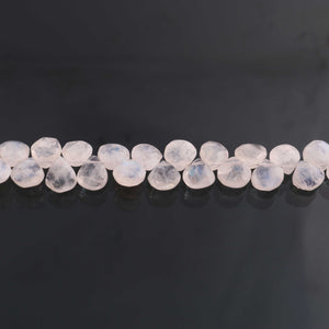 1 Strand White Rainbow Moonstone  Faceted Heart & Pear  Briolettes - 6mmx5mm-8mmx6mm - 10 inches BR0157 - Tucson Beads