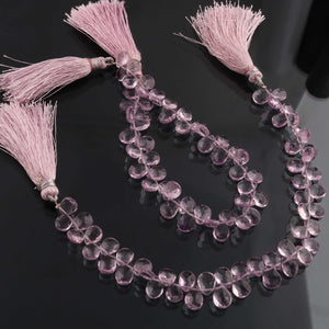 1  Strand Pink Amethyst Faceted Briolettes - Pear Shape  Briolettes - 8mmx6mm-10mmx7mm- 7.5 Inches BR02745 - Tucson Beads