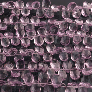 1  Strand Pink Amethyst Faceted Briolettes - Pear Shape  Briolettes - 8mmx6mm-10mmx7mm- 7.5 Inches BR02745 - Tucson Beads