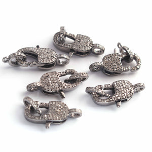 1 PC Antique Finish Pave Diamond Lobsters Over 925 Sterling Silver - Double Sided Diamond Clasp 24mmx10mm lb0005 - Tucson Beads
