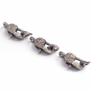 1 PC Antique Finish Pave Diamond Lobsters Over 925 Sterling Silver - Double Sided Diamond Clasp 24mmx10mm lb0005 - Tucson Beads