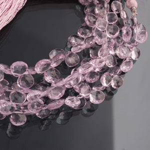 1  Strand Pink Amethyst Faceted Briolettes - Heart Shape  Briolettes - 7mmx6mm-9mmx8mm 7.5 Inches BR02641 - Tucson Beads