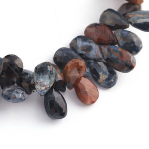 1  Strand Natural Pietersite Faceted Briolettes  -Pear Shape Briolettes  11mmx8mm-15mmx8mm 8.5 Inches BR03508 - Tucson Beads