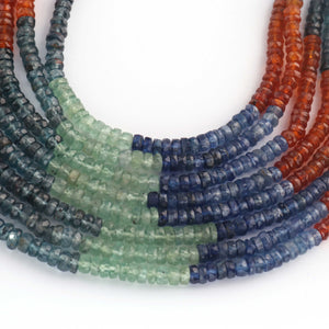 1 Long Strand Multi Kyanite Faceted Roundelles - Gemstone Rondelles 3mm-4mm-16 Inches BR03495 - Tucson Beads