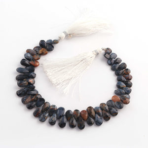 1  Strand Natural Pietersite Faceted Briolettes  -Pear Shape Briolettes  8mmx6mm-12mmx5mm  8 Inches BR03505 - Tucson Beads