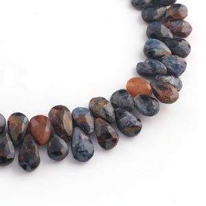 1  Strand Natural Pietersite Faceted Briolettes  -Pear Shape Briolettes  8mmx6mm-12mmx5mm  8 Inches BR03505 - Tucson Beads
