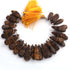 1 Strand Brown Tiger Eye Carving Briolettes -Pear Shape Briolettes  30mmx8mm-34mmx12mm- 9 Inches BR03515
