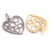 1 PC Antique Finish Pave Diamond Designer Heart Pendant - 925 Sterling Silver & Yellow Gold Vermeil Pendant 37mmx29mm PD1878