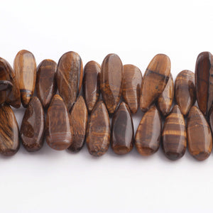 1 Strand Brown Tiger Eye Smooth Briolettes - Long Pear Shape Beads 20mmx10mm-38mmx9mm -9  Inches BR2023 - Tucson Beads