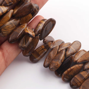 1 Strand Brown Tiger Eye Smooth Briolettes - Long Pear Shape Beads 20mmx10mm-38mmx9mm -9  Inches BR2023 - Tucson Beads