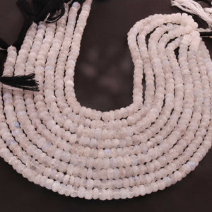 1 Strand Beautiful White Rainbow  Moonstone Faceted Rondelles - Semi Precious Gemstone Beads 7mm- 8mm -11 Inches BR03243 - Tucson Beads