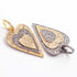 1 PC Antique Finish Pave Diamond Designer Heart Pendant - 925 Sterling Silver , Vermeil & Yellow Pendant 37mmx29mm PD1891