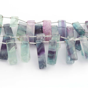 1 Strand Fluorite Smooth Briolettes -Rectangle Shape  17mmx9mm-28mmx7mm 9.5 Inches BR0437 - Tucson Beads