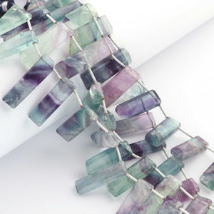 1 Strand Fluorite Smooth Briolettes -Rectangle Shape  17mmx9mm-28mmx7mm 9.5 Inches BR0437 - Tucson Beads