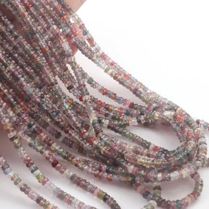 1 Long Strand Natural Multi Sapphire Faceted Rondelles  - Multi Colour Precious Beads - 3mm-17 Inches BR03244 - Tucson Beads