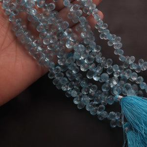 1 Strand Blue Topaz Faceted Briolettes -Tear Shape  Briolettes  8mmx5mm-10mmx7mm  8 Inches BR03239 - Tucson Beads