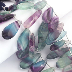 1 Strand Fluorite Smooth Briolettes - Pear Shape  17mmx9mm-39mmx9mm 9 Inches BR0430 - Tucson Beads