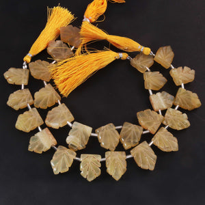 1 Strand Yellow Opal Smooth Carving Briolettes -Pentagon Shape Briolettes -16mmx12mm-18mmx11mm - 8.5 Inches BR0421 - Tucson Beads