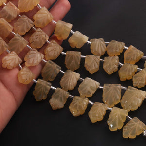 1 Strand Yellow Opal Smooth Carving Briolettes -Pentagon Shape Briolettes -16mmx12mm-18mmx11mm - 8.5 Inches BR0421 - Tucson Beads