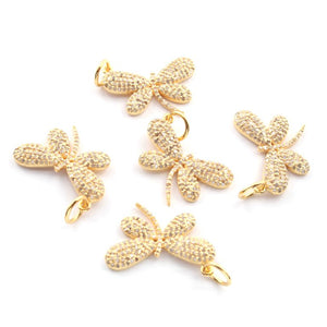 1 Pc Pave Diamond Dragonfly Charm Pendant, 925 Sterling Yellow Gold Vermeil  18mmx26mm Pave Diamond Jewelry, PDC00080 - Tucson Beads