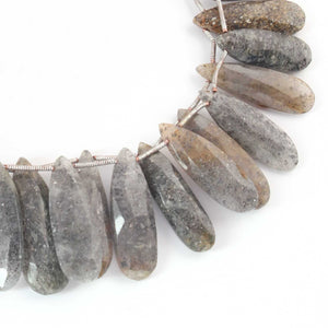 1 Strand Black Rutile Smooth Briolettes - Pear Shape Briolettes   26mmx10mm-32mmx11mm 8.5 Inches BR0433 - Tucson Beads