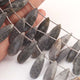1 Strand Black Rutile Smooth Briolettes - Pear Shape Briolettes   26mmx10mm-32mmx11mm 8.5 Inches BR0433 - Tucson Beads