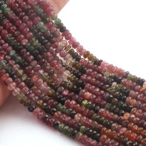 1 Long Strand Multi Tourmaline  Faceted Roundelles -Tourmaline Roundelles Beads - Gemstone Rondelles 5.5mm-14.5 Inches BR03071 - Tucson Beads