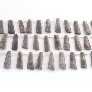 1  Long Strand  Black Rutile Faceted Briolettes - Rectangle  Shape Briolettes -18mmx10mm-33mmx12mm-7.5 Inches BR03535 - Tucson Beads