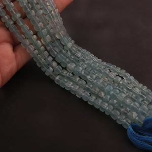 1 Long Strand Aqua Chalcedony Faceted Briolettes -Cube Shape Briolettes -3mmx8mm- 10 Inches BR0558 - Tucson Beads