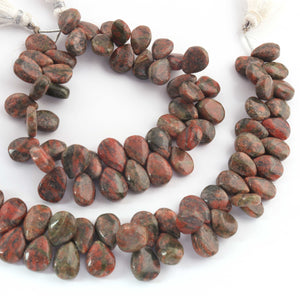 1  Strand  Unakite Smooth Briolettes - Pear Shape Briolettes -8mmx8mm- 14mmx9mm - 9 Inches br03524 - Tucson Beads