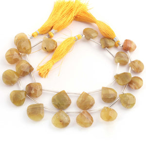 1  Strand Yellow Chalcedony Faceted Briolettes - Heart Shape Briolettes -14mmx13mm-17mmx16mm - 9 Inches BR594 - Tucson Beads