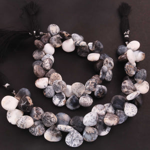 1 Strand Dendrite Opal Smooth Briolettes -Heart Shape Briolettes - 12mmx12mm-19mmx18mm-8 inch BR0232 - Tucson Beads