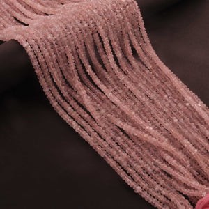 1 Strand Rose Quartz Faceted Rondells -Semi Precious Gemstone Rondells Beads- 2mm-4mm - 13 Inches BR03279 - Tucson Beads