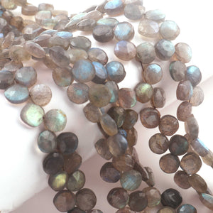 1  Strand Labradorite Faceted Briolettes  -Semi Precious Gemstone Coin Shape Briolettes  7mm -10 Inches BR03275 - Tucson Beads