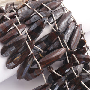 1 Strand  Brown Jasper Faceted Briolettes - Pear Shape Briolettes -22mmx9mm-31mmx9mm - 10 Inches BR03521 - Tucson Beads