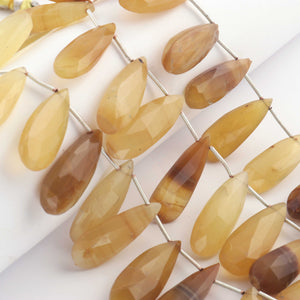 1  Strand  Yellow Chalcedony Faceted Briolettes - Long Pear  Shape Briolettes - 27mmx9mm-29mmx10mm 9 Inches BR02081 - Tucson Beads