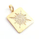1 PC Genuine Pave Diamond Square Center In Star Pendant Over 925 Sterling Silver / Yellow Gold 33mmx29mm PD1833 - Tucson Beads