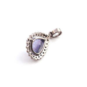 1 Pc Pave Diamond With Tanzanite Designer Pear Pendant Over 925 Sterling Silver 26mmx17mm PD1826 - Tucson Beads