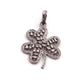 1 Pc Antique Finish Pave Diamond With Baguette Diamond Clover Leaf Pendant - 925 Sterling Silver - Necklace Pendant 35mmx27mm PD1154 - Tucson Beads
